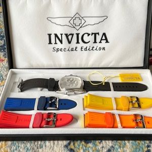 Invicta special edition stainless steel watch with 5 color bands.